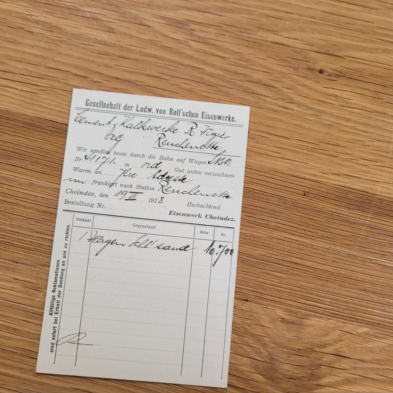 Alle Briefmarken: Dokument Choindez 1918 Rechenette – Gebraucht aus Biel/Bienne von Destockweb 1