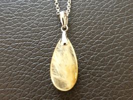 Silber 925 Anhänger mit  Natur-Rutilquarz - Neu