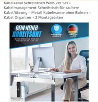 Kabelkanal Schreibtisch Weiss Metall 43cm