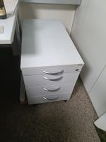 Rollcontainer weiss 3 Schubladen mit Schloss, Metall, robust