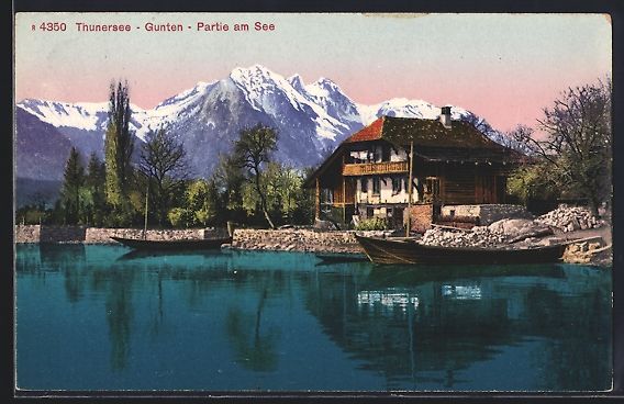 Cartoline postali: Gunten /Thunersee, Seepartie mit Chalet  – Usato da Berlin venduto da bartko-reher