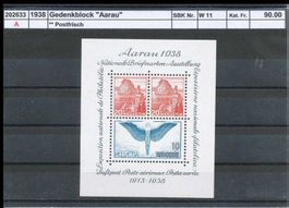 1938 "Aarau - Block" - Gedenkblock, ** postfrisch