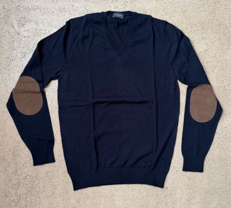 PELIKAMO V-Ausschnitt Pullover mit Ellbogen Patches 💙