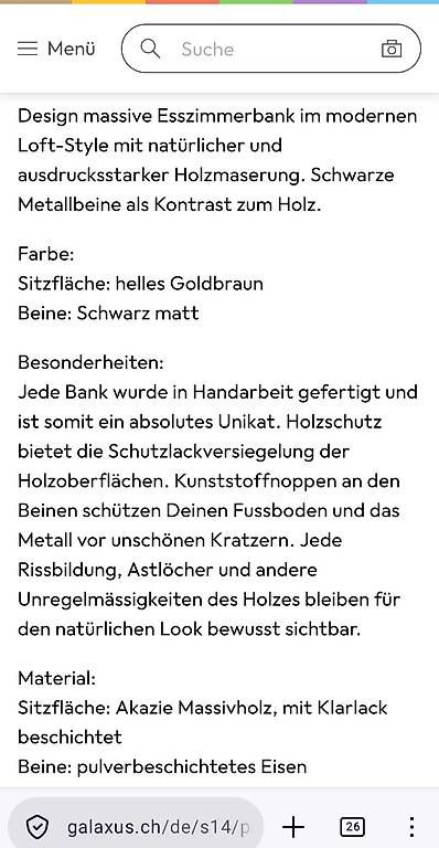 Bancs: Sitzbank 140 x 40 x 45 cm – Neuf (Voir description) à Winterthur par Sterndli013 4