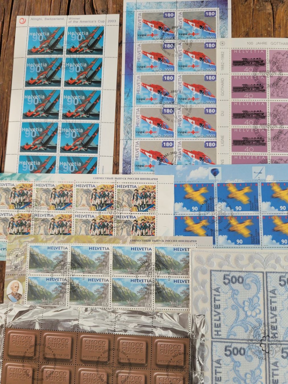 Tutti i francobolli: 21 Kleinbogen Schweiz, alle mit ET-Stempel, 1982-2003 – Usato da Nidau venduto da Polebloe 1