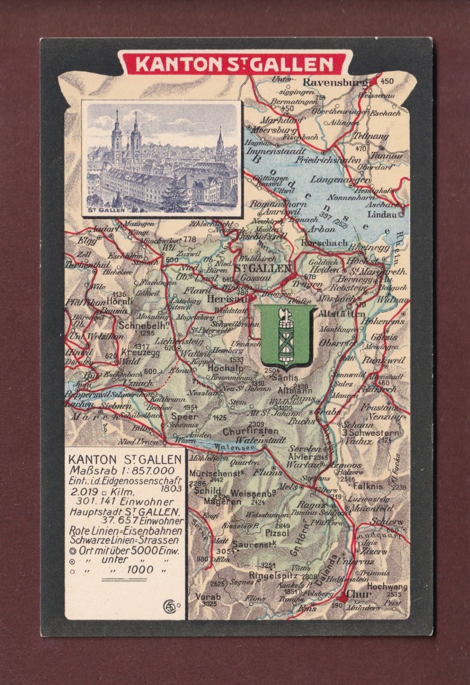 Cartoline postali: ST. GALLEN - Kanton und Stadt – Usato da Pully venduto da nicecards