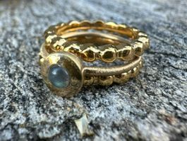 Ring-Set aus 3 Ringen – Edelstahl und Silber –Grösse 54
