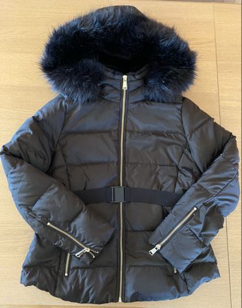 ZARA Doudoune noir avec capuche et ceinture - taille M