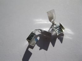 30 Endstücke, Cord Ends, Bandklemme mit Lasche 9 x 5mm