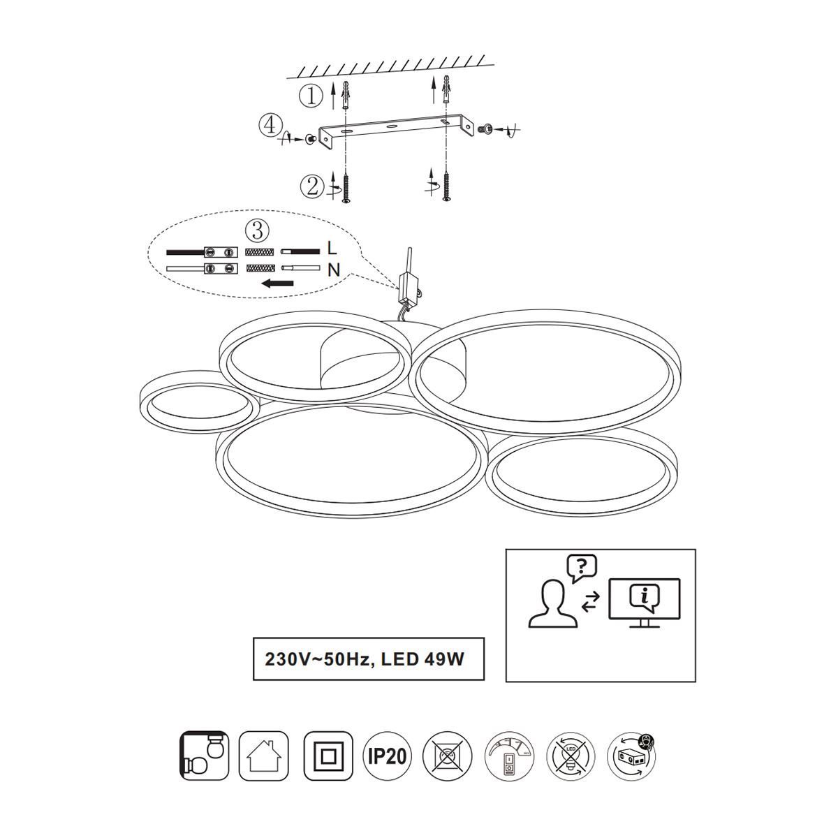 Lampadari & plafoniere: LED Deckenleuchte, 5 Ringe, Weiss – Nuovo (secondo la descrizione) da Kreuzlingen venduto da Smart-Light 8