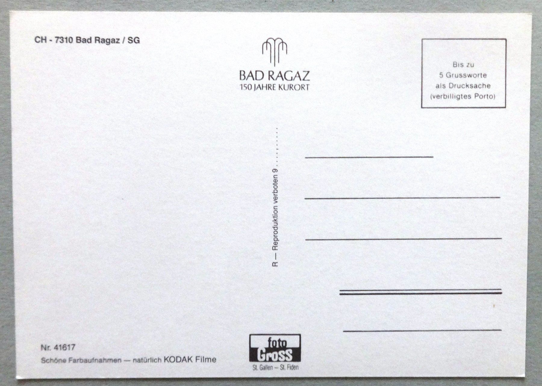 Cartes postales: Bad Ragaz / SG – D'occasion à Fétigny par Billy2miny 1