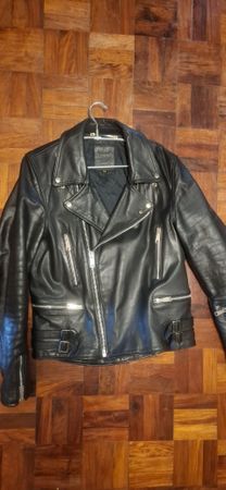 Biker Jacke Echtleder schwarz Grösse 102 gebraucht