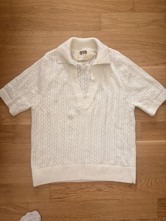 Sommerliches Strick-Polohemd in Weiss, Grösse S, Neu!