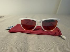 Sonnenbrille Frogskins Oakley Weiss Rot mit Tasche
