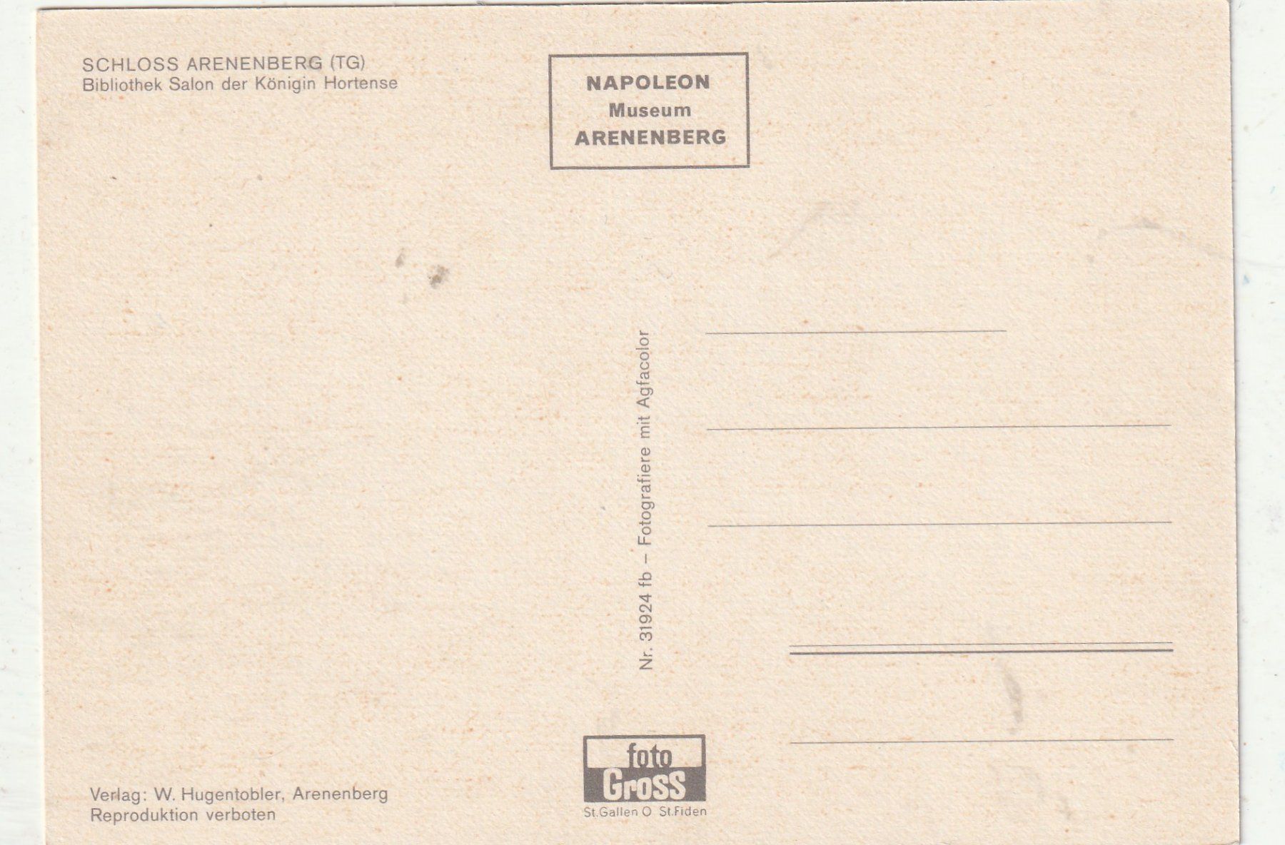 Cartes postales: Schloss Arnenenberg  TG.  Bibliotheck – D'occasion à Lumbrein par made02 1