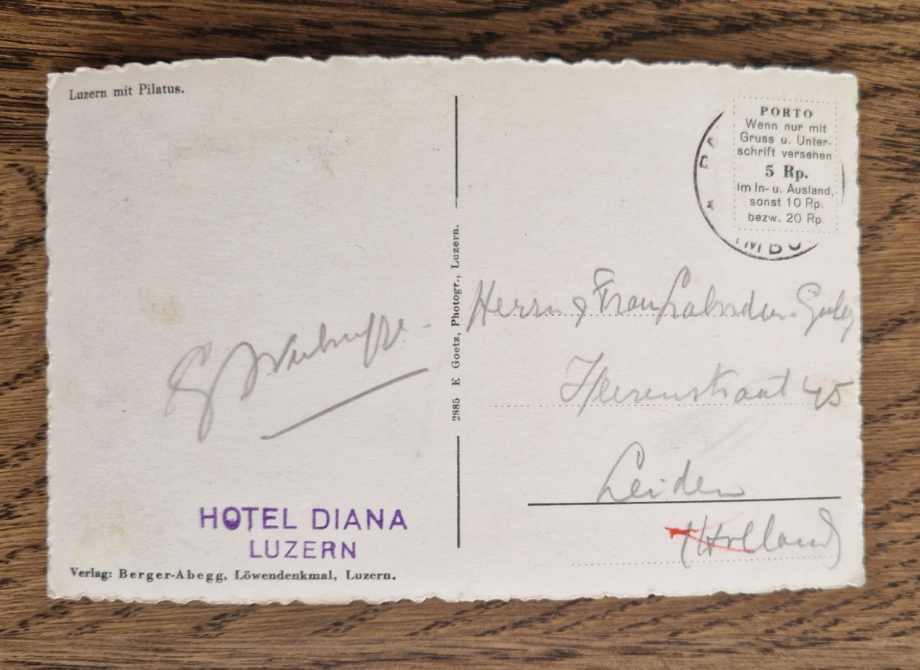 Cartoline postali: Luzern, Stempel Hotel Diana – Usato da Ebikon venduto da Donar50 1