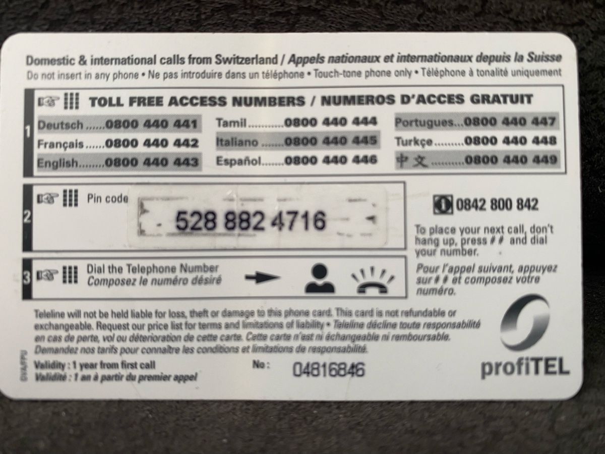 Cartes de téléphone: Teleline – Défectueux à Lausanne par babacard10 1