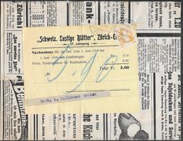 1912 Zeitung-Streifband o Zürich gelaufen selten Top ab 1.-