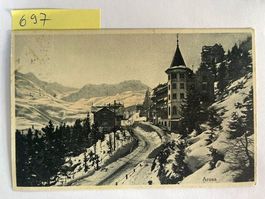 Postkarte Arosa historische Ansicht Winter Bergsicht, 1917