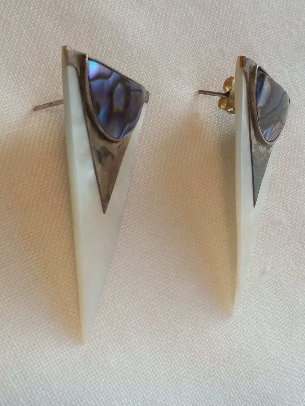 Orecchini pendenti & Orecchini a lobo: Vintage Silber Perlmutt Abalone Ohrstecker – Usato da Zürich venduto da gutsan 7