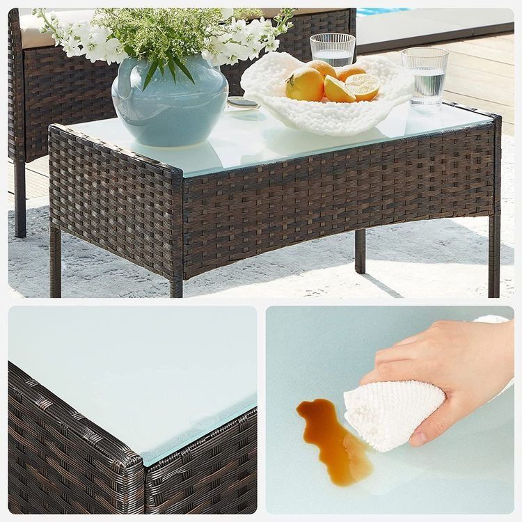 Set di tavolo e panche: Balkonmöbel Gartenmöbel Set Polyrattan Lounge Braun JONAS – Nuovo e nell'imballaggio originale da Lachen SZ venduto da MAMORU-MOEBEL 6