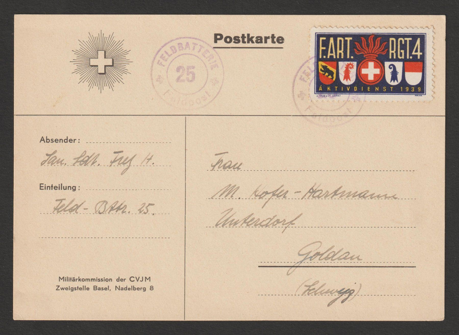 Tous les timbres: Artillerie Nr. 42/1 FP – D'occasion à Siebnen par Fstaehli