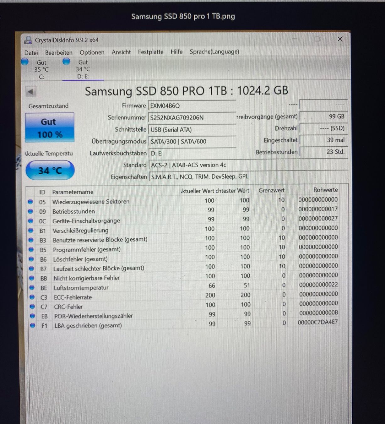 Samsung Schede di memoria: Samsung SSD 850 pro 1 TB – Usato da Muttenz venduto da due_z7qf 1