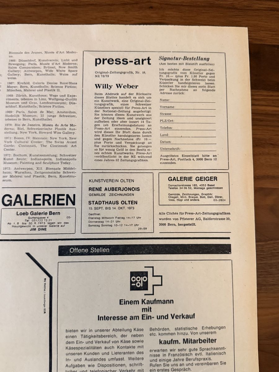 Grafiken & Lithographien: Willy Weber - Offsetdruck handsigniert  – Gebraucht aus Solothurn von NUVICO 2
