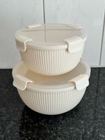 Zwei Kunststoffschalen mit Deckel weiss neu Coop Sammelspass
