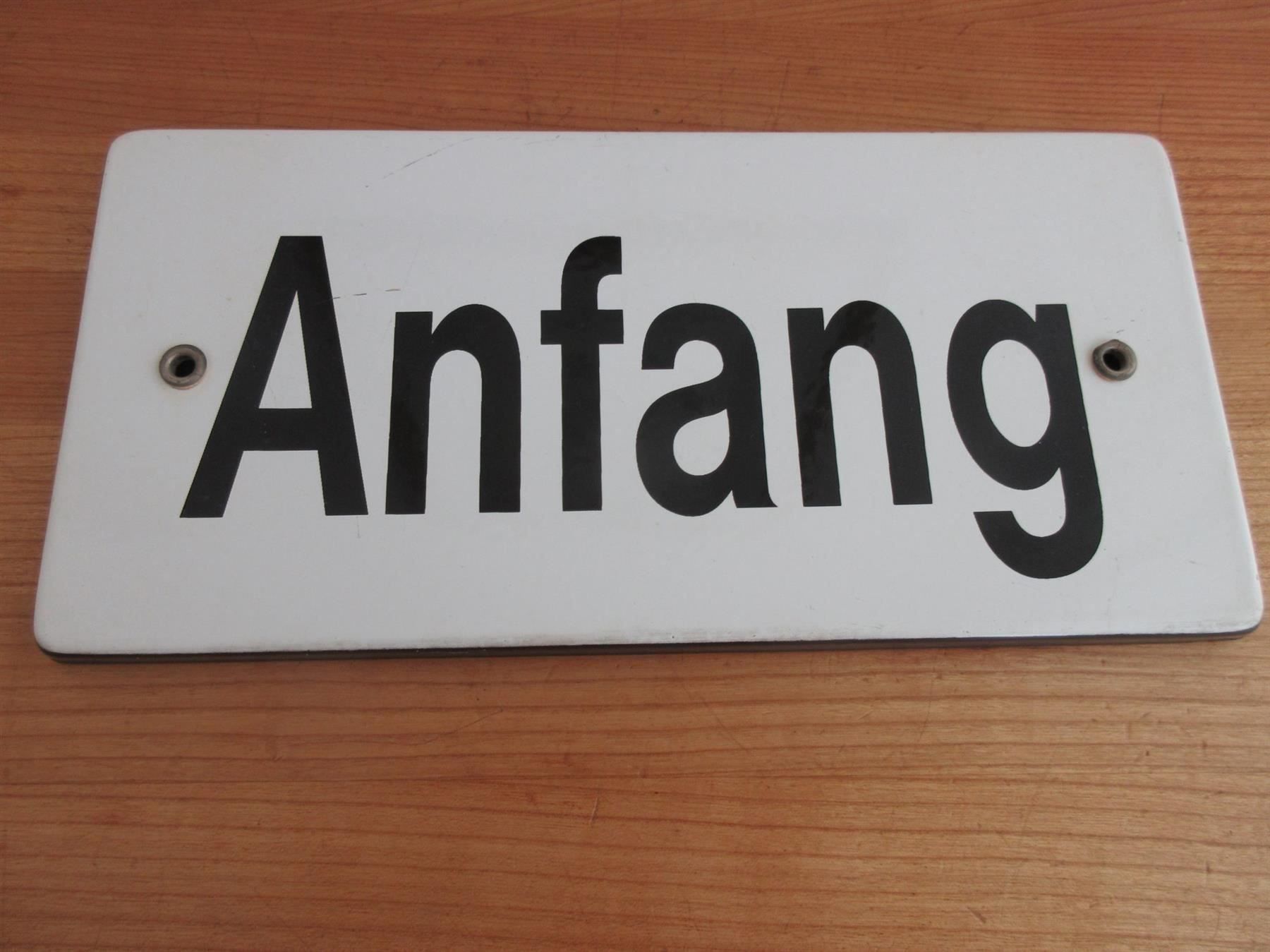 Insegne: Emailschild "Anfang" – Usato da Binningen venduto da mondoantico