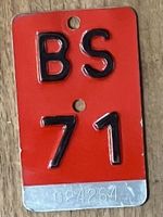 BS 71 - VELONUMMER - FAHRRADSCHILD - PLAQUE DE VELO - BS 71