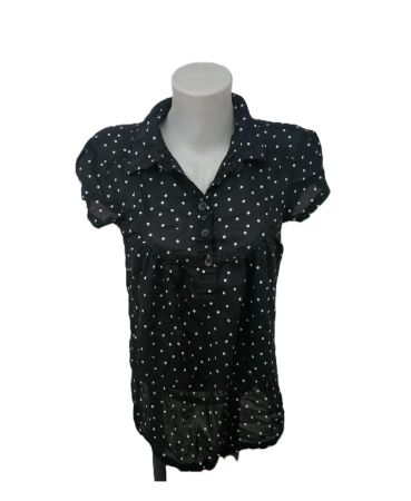 edc by Esprit Schwarze Bluse mit weissen Punkten Gr. S