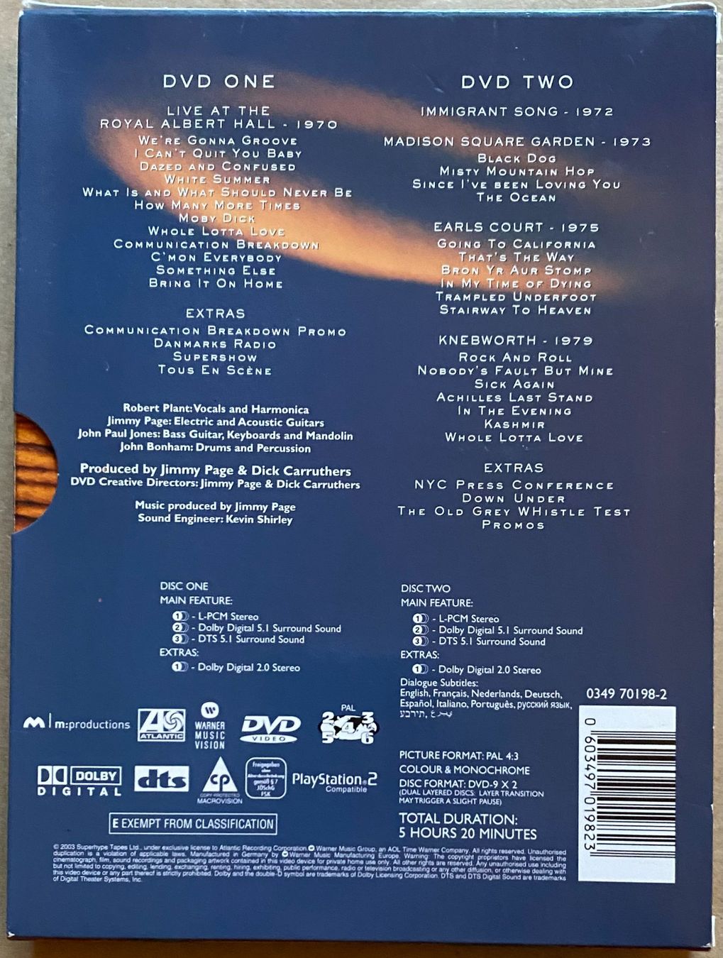 Tutti i DVDs: Led Zeppelin 1970-1979 2DVD  2003 – Nuovo e nell'imballaggio originale da Forch venduto da xtcpiemont 1