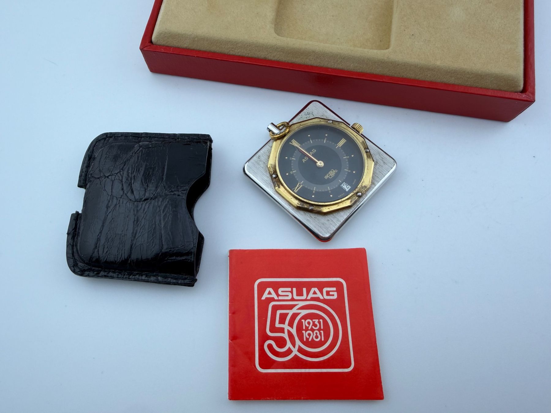Orologi: ASUAG 50 porte clef montre avec réveil – Difettoso da Biel/Bienne venduto da MrP_WatchesBiel
