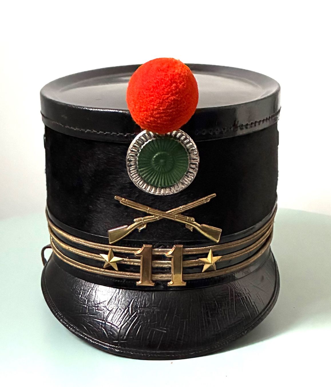 Schweizer Armee Uniformi: Tschako 1888 St. Gallen – Usato da Gutenswil venduto da Antiques77