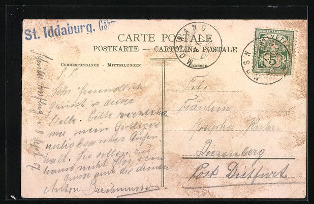 Cartoline postali: St. Iddaburg b. Gähwil, Ortspartien mit – Usato da Berlin venduto da bartko-reher 1