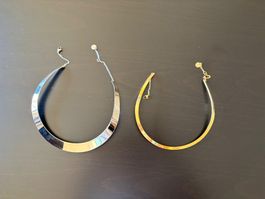 Set of 2 MARLU Rigid Choker Necklaces – Silver & Gold