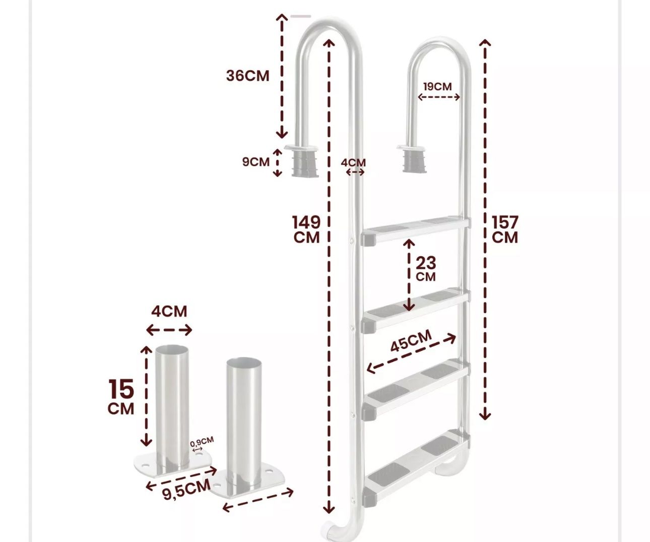 Scale: Poolleiter Einbauleiter Schwimmbad Treppe robust, stabil – Nuovo e nell'imballaggio originale da Amriswil venduto da JaJa-Express 8