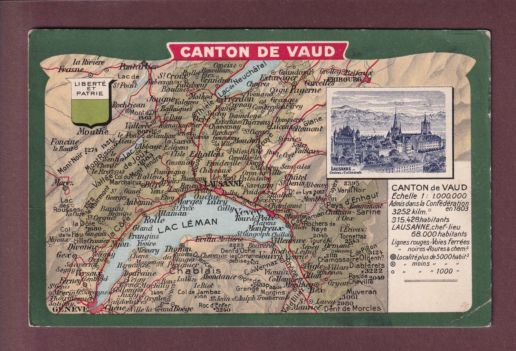 Cartoline postali: Carte du Canton de VAUD // pli d'angle // – Usato da Pully venduto da nicecards