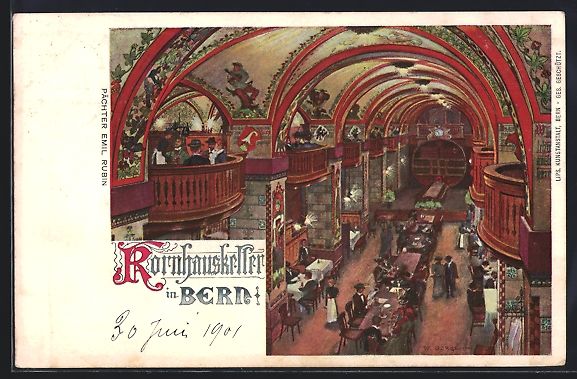 Cartes postales: Bern, Grosser Kornhauskeller, Gäste bei – D'occasion à Berlin par bartko-reher
