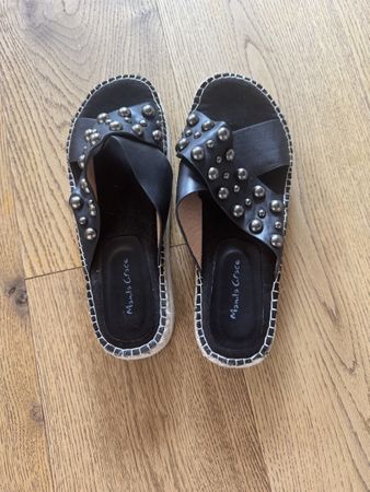 Manila Grace Sandalen Leder schwarz Gr. 40 mit Nieten