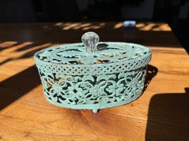 Dose Metall oval mintfarben mit Deckel