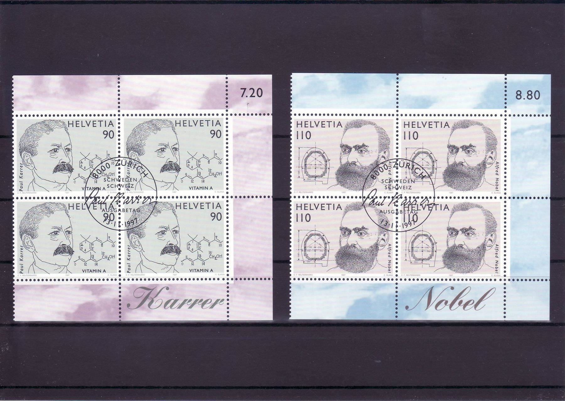Tutti i francobolli: 1997 Karrer/Nobel 4er ET Halbbogen – Usato da Spiez venduto da Crazyduck