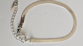 Joli bracelet maille plate argent S 925, avec rallonge