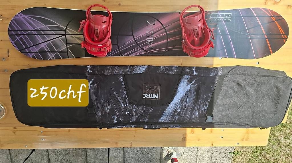 Boards: Snowboard mit Bindungen und Tasche-möglich mit Schuhe – D'occasion à Netstal par ebarbara01