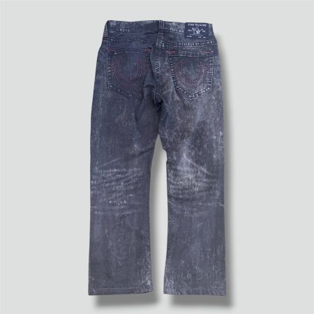 True Religion black ripped straight pants streetwear hose