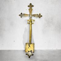 Croix copte éthiopienne antique en laiton sculptée à la main