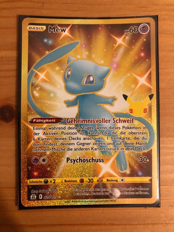 Carta Pokémon Mew 025/025 - Edición Celebrations, Carta De Arte Completo Dorada
