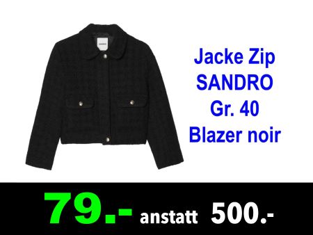 🟢 Jacke Zip SANDRO Gr. 40 Blazer noir /039C