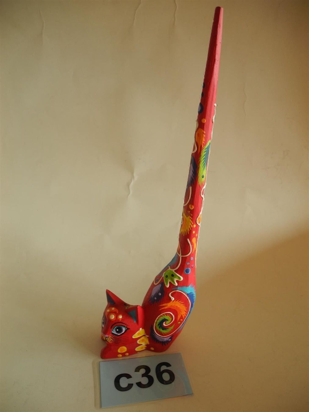 Statuette: Deko Katze rot bunt, Nr. c36 – Nuovo (secondo la descrizione) da Kottwil venduto da Crazyrolf